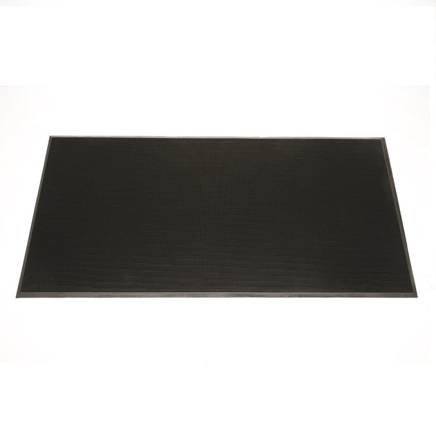 Industrial Deck Plate Anti-Fatigue Mat, Vinyl, 36 x 60, Black/Yellow Border  - Supply Solutions