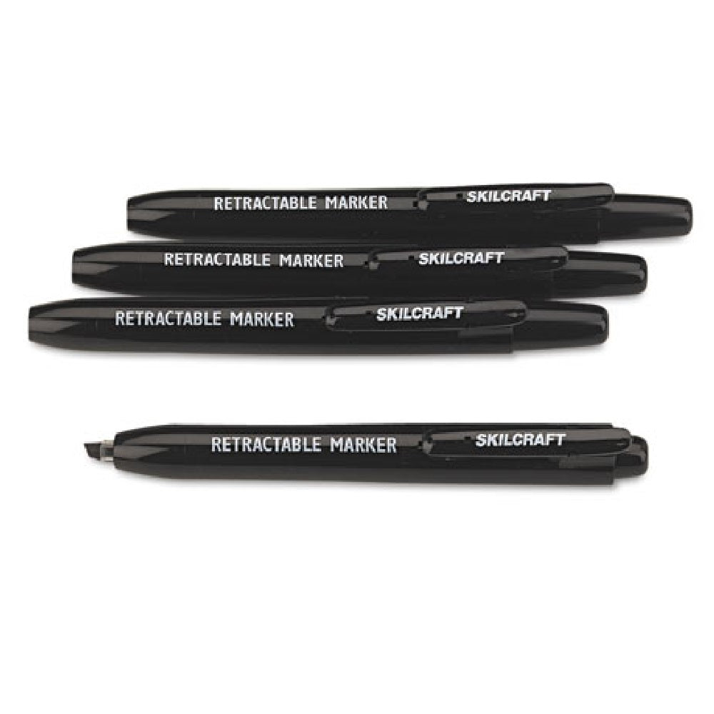 Skilcraft Fine Point Permanent Markers, Black, 12/Pack