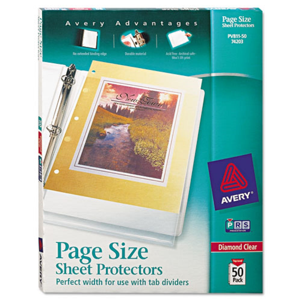 Avery Top-Load Poly Three-Hole Sheet Protectors Non-Glare Letter 50/Box