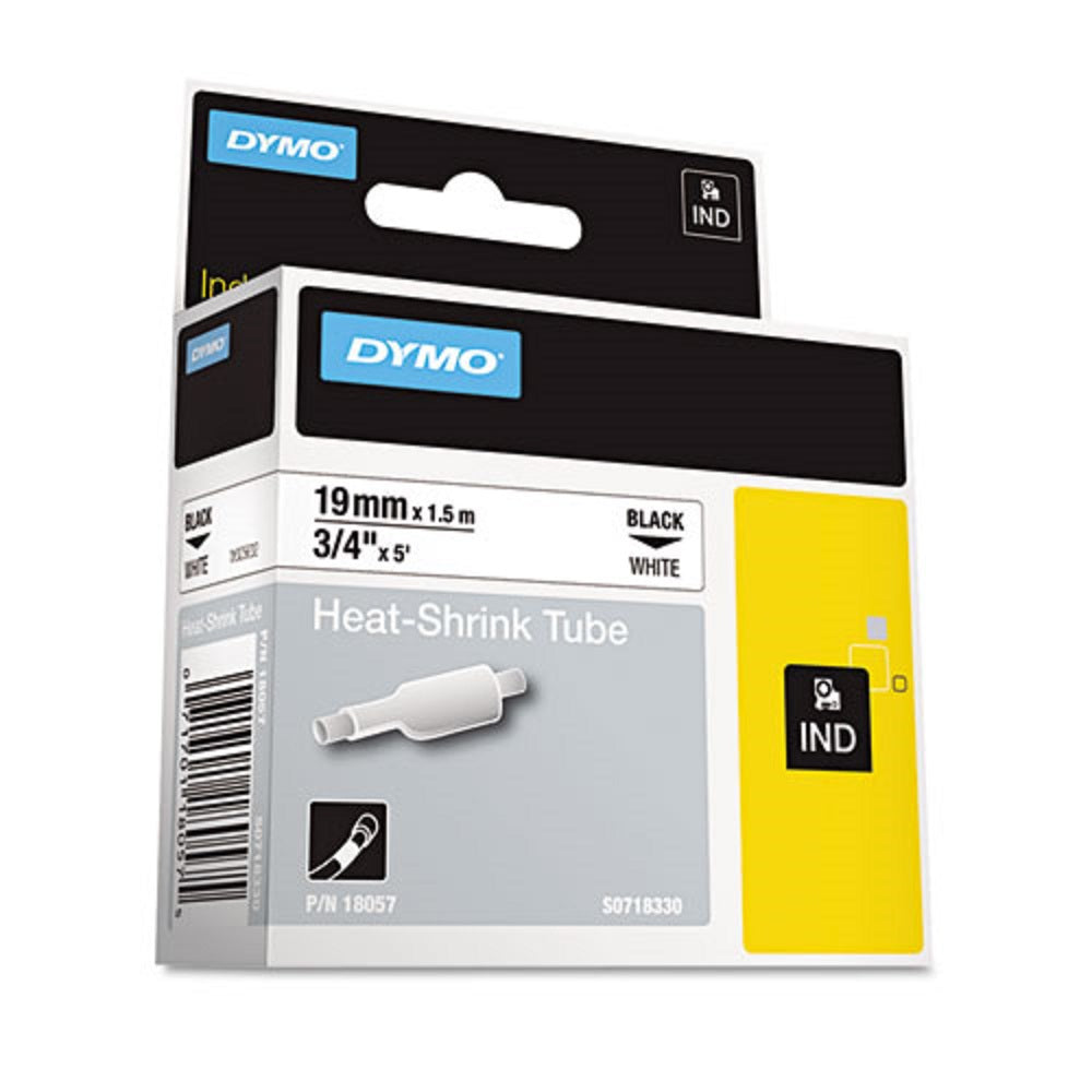 RHINO HEAT SHRINK TUBES INDUSTRIAL LABEL TAPE - WHITE/BLACK PRINT