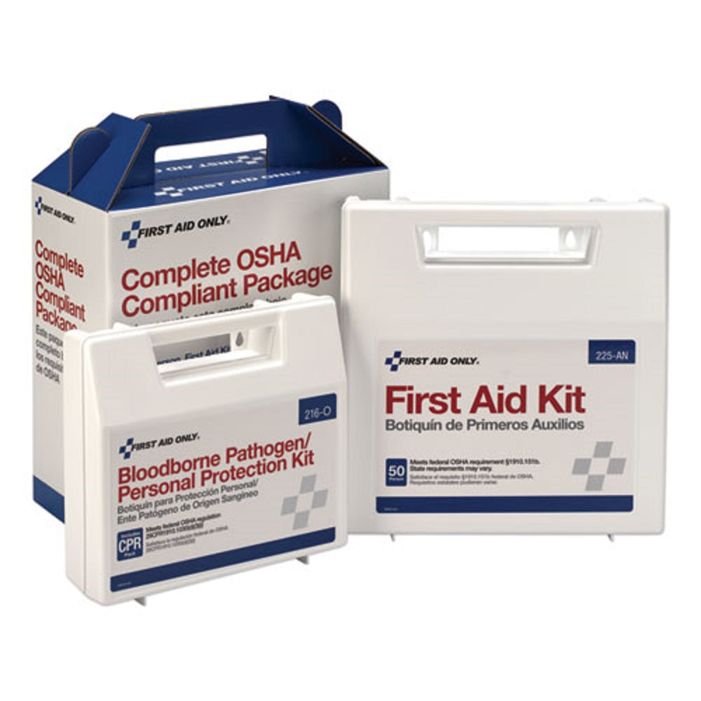 FIRST AID KIT FOR 50 PEOPLE - 229 PIECES - ANSI/OSHA CAMPLIANT - PLASTIC CASE