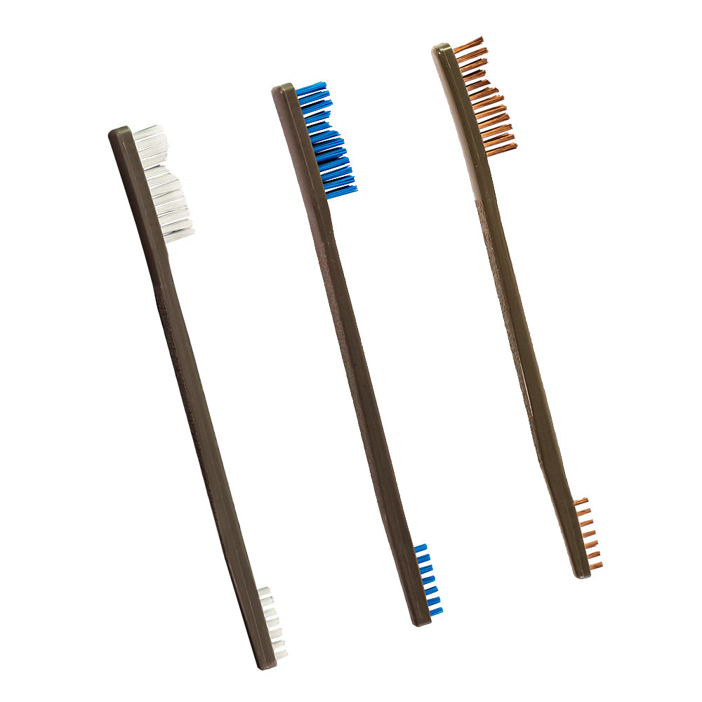 OTIS TECHNOLOGY 3 PACK AP BRUSHES (NYLON/BLUE NYLON/BRONZE)