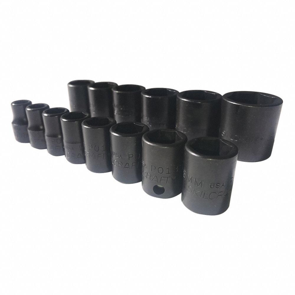 5130016503988 AbilityOne 6503988, Impact Socket Set, 3/8 Drive Shallow Metric, 6 Point Fasteners, 14 Pieces Se