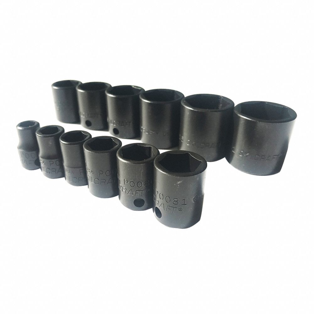 5130016503990 AbilityOne 6503990, Impact Socket Set, 3/8 Drive Shallow Standard, SAE 6 Point Fasteners, 12 Pieces Se Ea