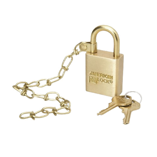 5340015881831 AbilityOne, Padlock Set, Solid Case, 1.5" Wide Brass, Keyed Alike, w/Chain, SE/20