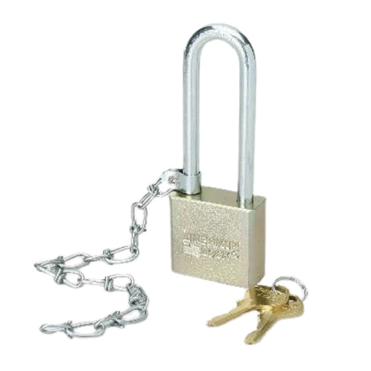 5340015881905 AbilityOne, 5881905, Padlock, Solid Case, 1.75" Wide Steel, Keyed Alike, 3" Extra-long Shackle, w/Chain