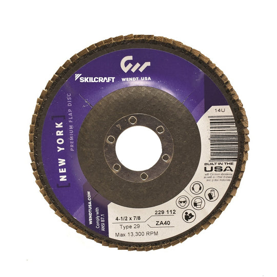 FLAP DISC, 4-1/2" x 7/8", 40 GRIT, TYPE 27, 10/PG