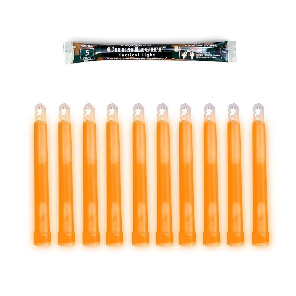 6260012470363 AbilityOne, LC Industries Chemlight Lightstick, 5-Minute, 6", Orange 10 / Bx