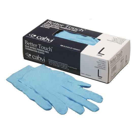 BLUE NITRILE EXAMINATION POWDER-FREE GLOVES, LARGE CS