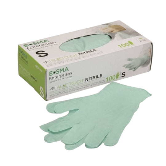 ALOETOUCH NITRILE POWDER-FREE EXAMINATION GLOVES, SMALL  CS