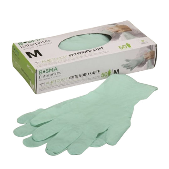 ALOETOUCH EXTENDED CUFF NITRILE POWDER-FREE EXAMINATION GLOVES, MEDIUM  CS