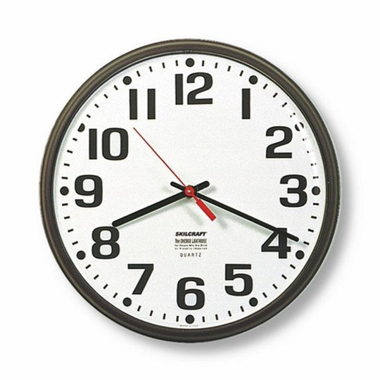 6645005303342 AbilityOne, Electric Wall Clock - Slimline Plastic Frame - 12.75" Diameter 10/Bx