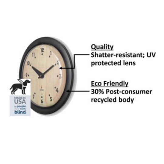 6645013425313 AbilityOne, Quartz Wall Clock, 24-Hour, Battery Operated, Slimline Plastic Frame, 9.25" Diameter Ea