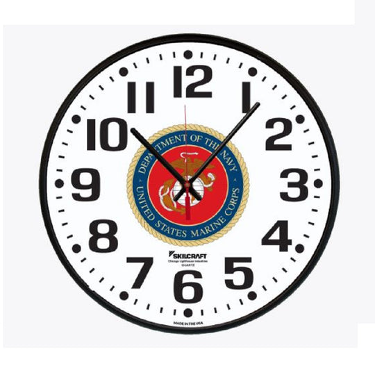 US MARINE CORPS 12.75 INCH BLACK WALL CLOCK EA