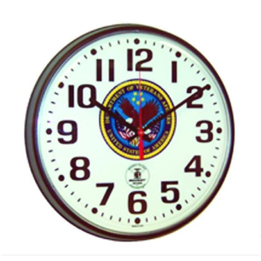 6645014919815 AbilityOne, Radio-controlled Atomic Wall Clock, Battery Operated, Slimline Plastic Frame, w/Custom Logo, 12.75" Diameter, Black Case/White Face Ea