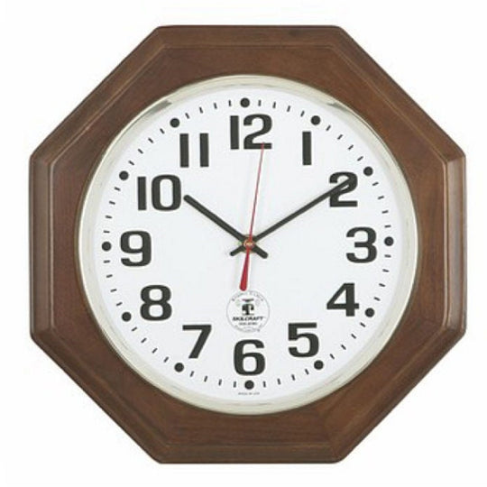 ATOMIC RADIO CONTROLLED WALL CLOCK, MAGOGANY OCTAGON FRAME EA