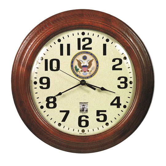 6645015574605 AbilityOne, Clock, Wall, Self-Set, Custom Logo, Mahogany, 16" Diameter Frame Ea