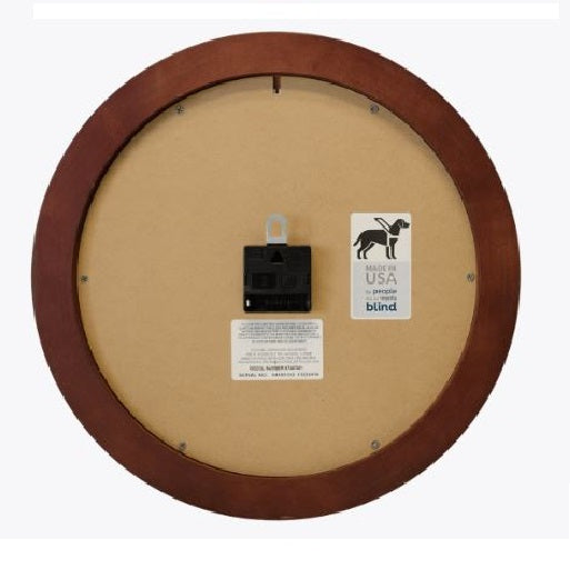 6645014919823 AbilityOne, Radio-controlled Atomic Wall Clock, Battery Operated, Hardwood Round Frame, w/Custom Logo, 16" Diameter, Mahogany Case/White Face Ea