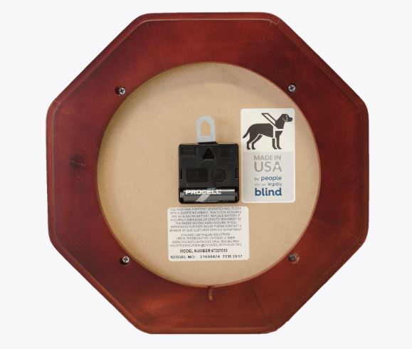 6645015574608 AbilityOne, Clock, Wall, Self-Set, Mahogany, Octagon, 12" Diameter Frame 10/BX