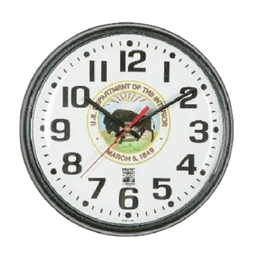 6645015578134 AbilityOne, Clock, Wall, Self-Set, Custom Logo, Black, 12" Diameter Ea