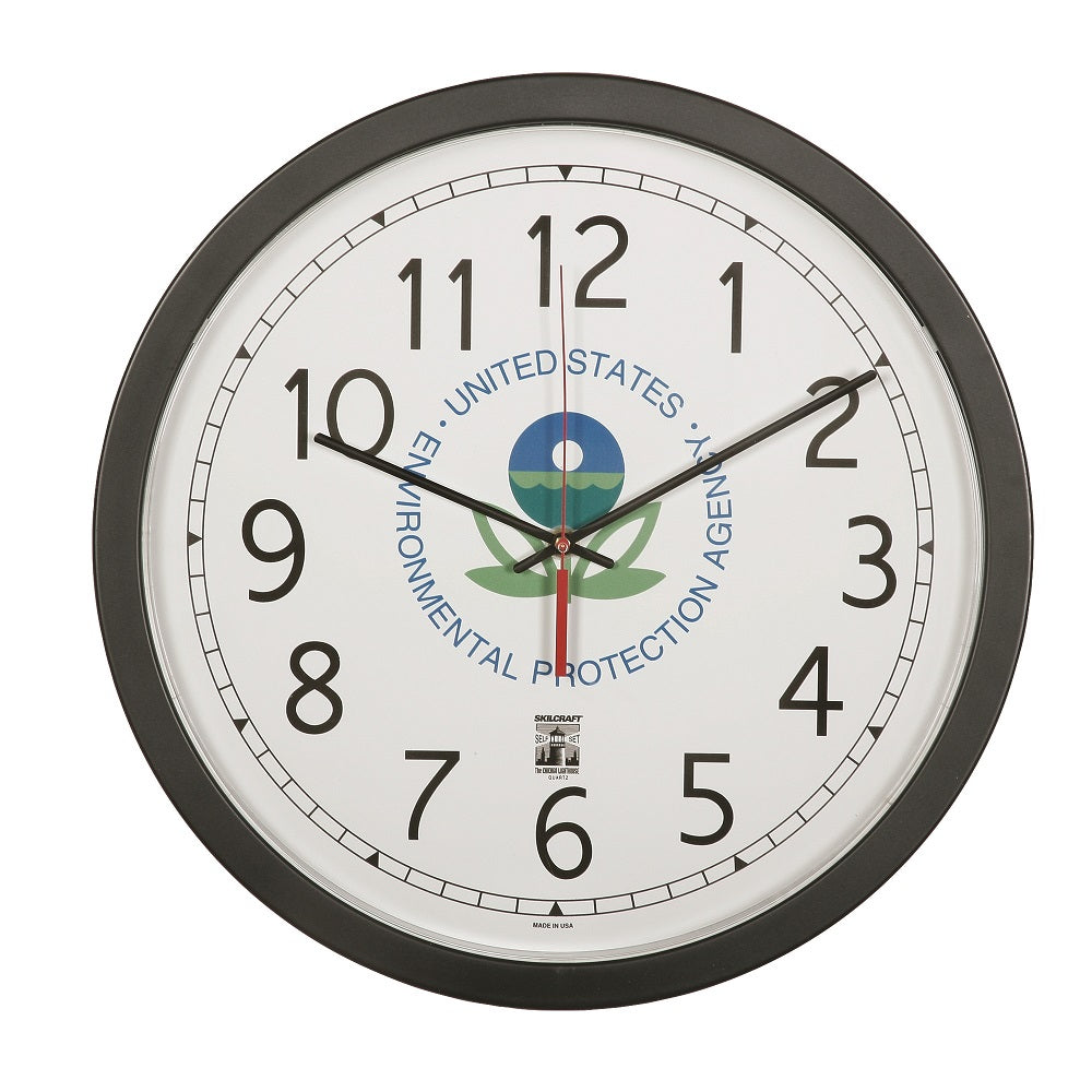 6645016236230 AbilityOne, Clock, Wall, Self-Set, Custom Logo, Black, 16.5" Diameter Ea