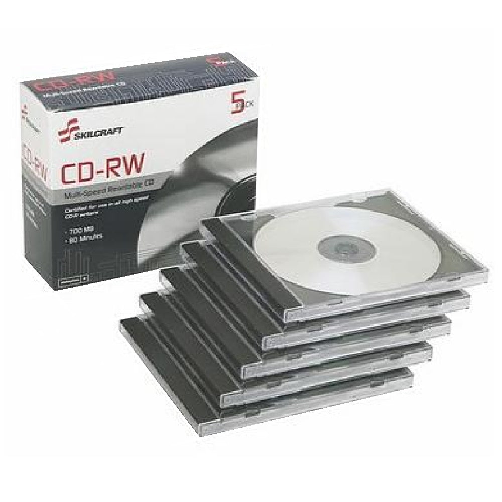 7045015155371 AbilityOne, Disk, Media, Recordable, Branded Attributes, Rewriteable, DVD-RW, 4X, Jewel Case, 5 Pack Spindle Bx