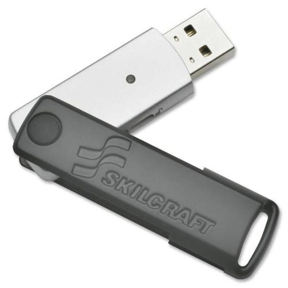 7045015684208 AbilityOne, USB Flash Drive, 256-Bit SES Encryption, Water Resistant, Silver/Black, 2GB Bx