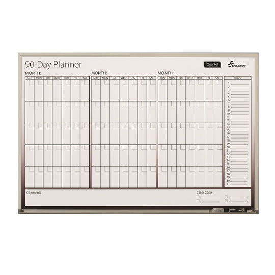 7110014070160 DRY ERASE WHITE BOARD, 90-DAY PLANNER, NON-DATED, ALUMINUM FRAME