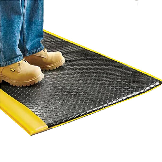 7220016673560 AbilityOne 6673560, Anti-Fatigue Mats, Heavy-Duty Industrial Hard-Top, Black, 2 Yellow Boarder Stripes Ea