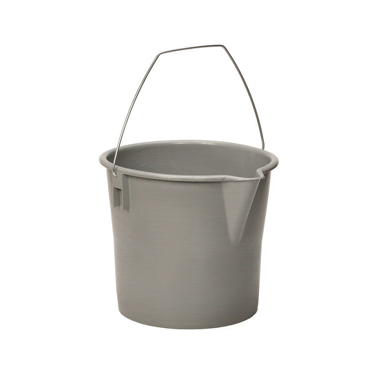 GRAY PLASTIC UTILITY PAIL, W/POURING LIP, 10 QUART