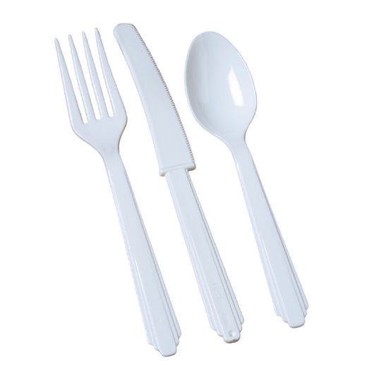 7360013804695 AbilityOne NSN3804695, Heavy-Duty Plastic Flatware Type III, 3-Piece Set, White  Bx