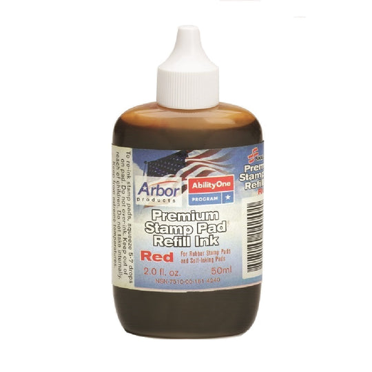 7510001614240 AbilityOne NSN1614240, Stamp Pad Ink Bottle, 2 Fluid oz. Red Ink Ea