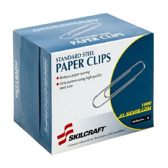 STEEL PAPER CLIPS, SILVER, 1000/BX