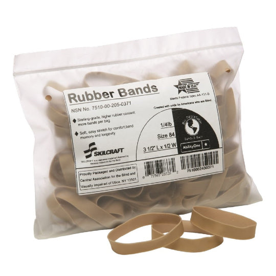 7510002050371 AbilityOne NSN2050371 Rubber Bands, Size 84, 1/4 lb, Natural Crepe Bx