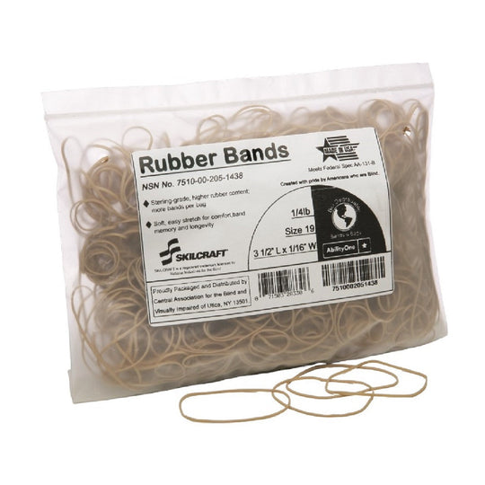 7510002051438 AbilityOne NSN2051438 Natural Crepe Rubber Bands, Size 19, 1/4 Lb. Bag, Bx