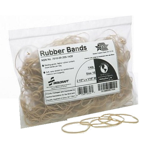 7510002051439 AbilityOne NSN2051439 Sterling Grade Rubber Bands, SIZE 16, 1/4lb Bag Bx