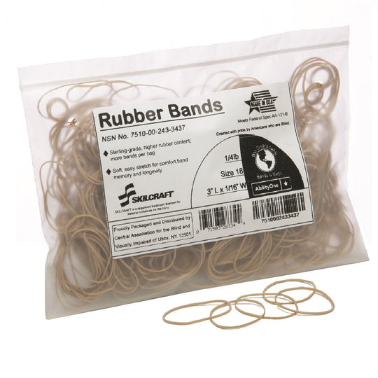 7510002433437 AbilityOne NSN2433437 Rubber Bands, Size 18, 1/4 lb Bag Bx