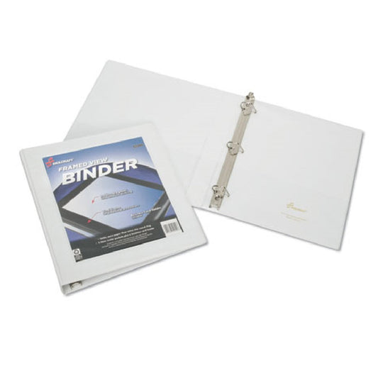 7510014621386 FRAMED SLANT-D RING VIEW BINDER, 1" CAPACITY, WHITE BX