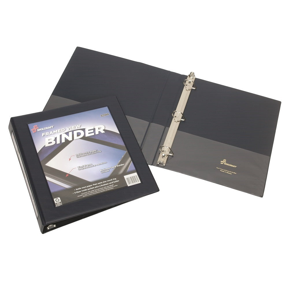 7510014621389 AbilityOne NSN4621389 Framed Slant-D Ring View Binder - 1-1/2" Capacity - Black
