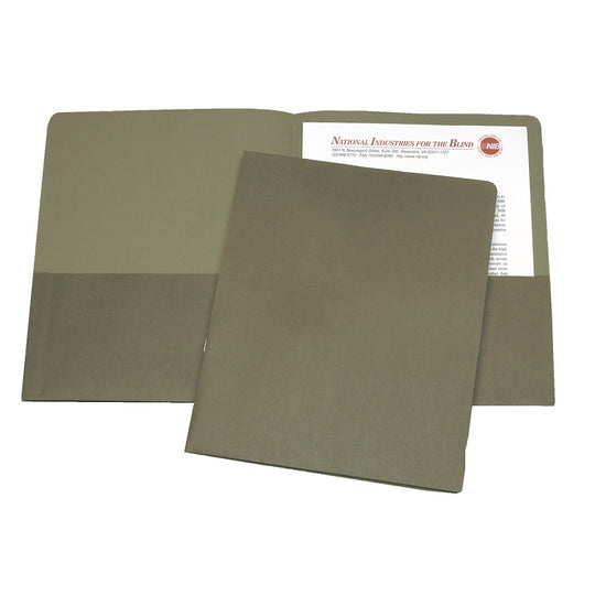 7510014844578 AbilityOne NSN4844578 Recycled Leatherette Pocket Folder -  Letter -  Green Bx
