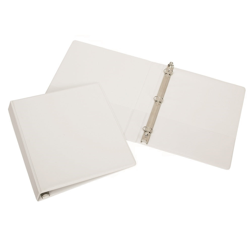 7510015107492 AbilityOne NSN5107492 ROUND RING BINDER, CLEAR OVERLAY, POCKETS, 1" CAPACITY, WHITE EA