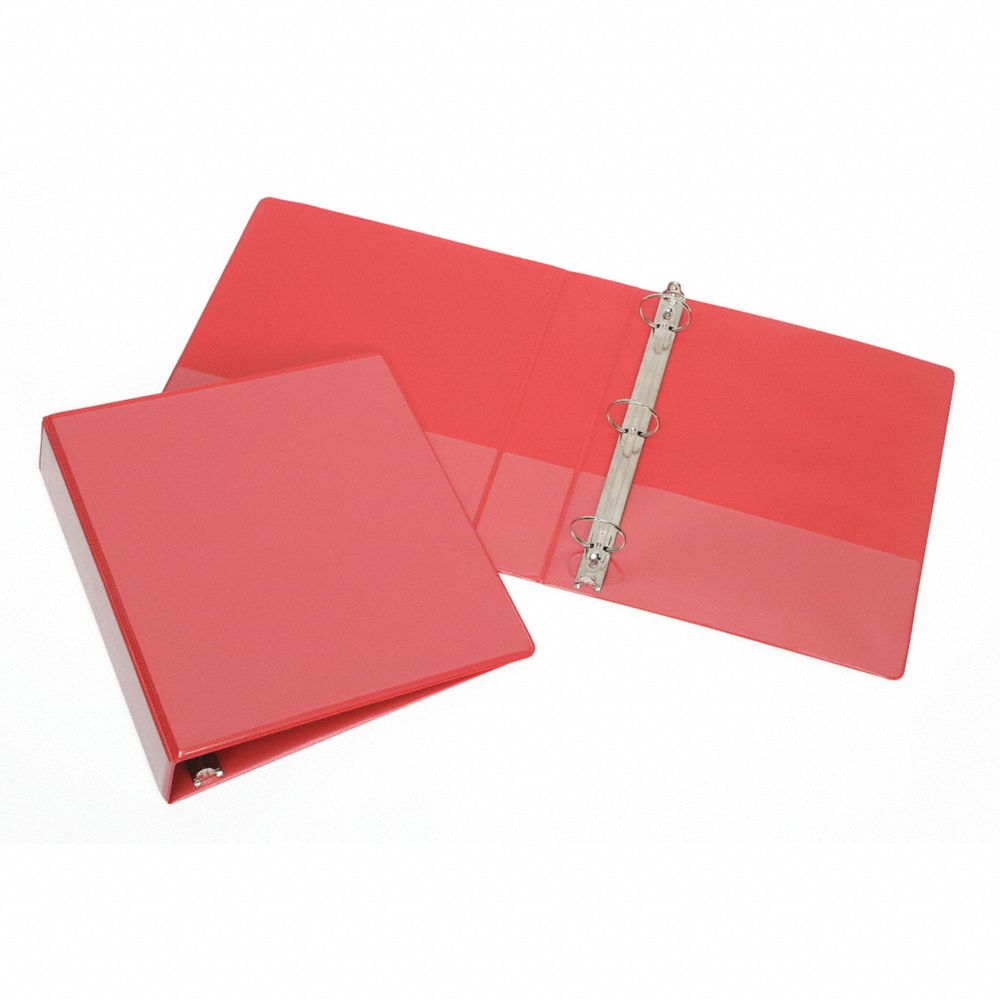 CLEAR OVERLAY, ROUND 3-RING BINDER, 1/2" CAPACITY - RED