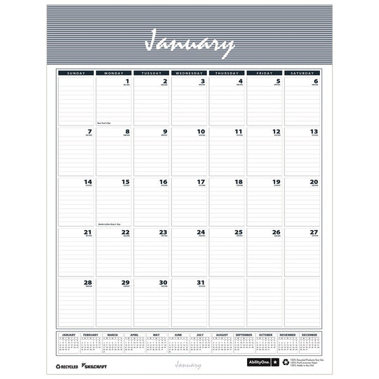 7510016935098 WALL CALENDAR, DATED 2025, WIRE BOUND W/HANGER EA