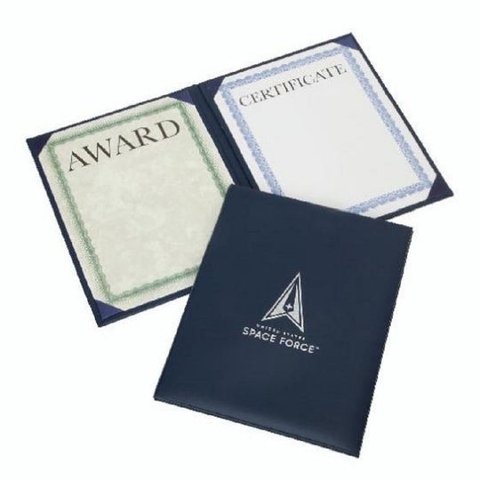 NSN7148885, AWARDS CERTIFICATE BLUE PADDED COVER "SILVER USSF SEAL" PORTRAIT BINDER BX