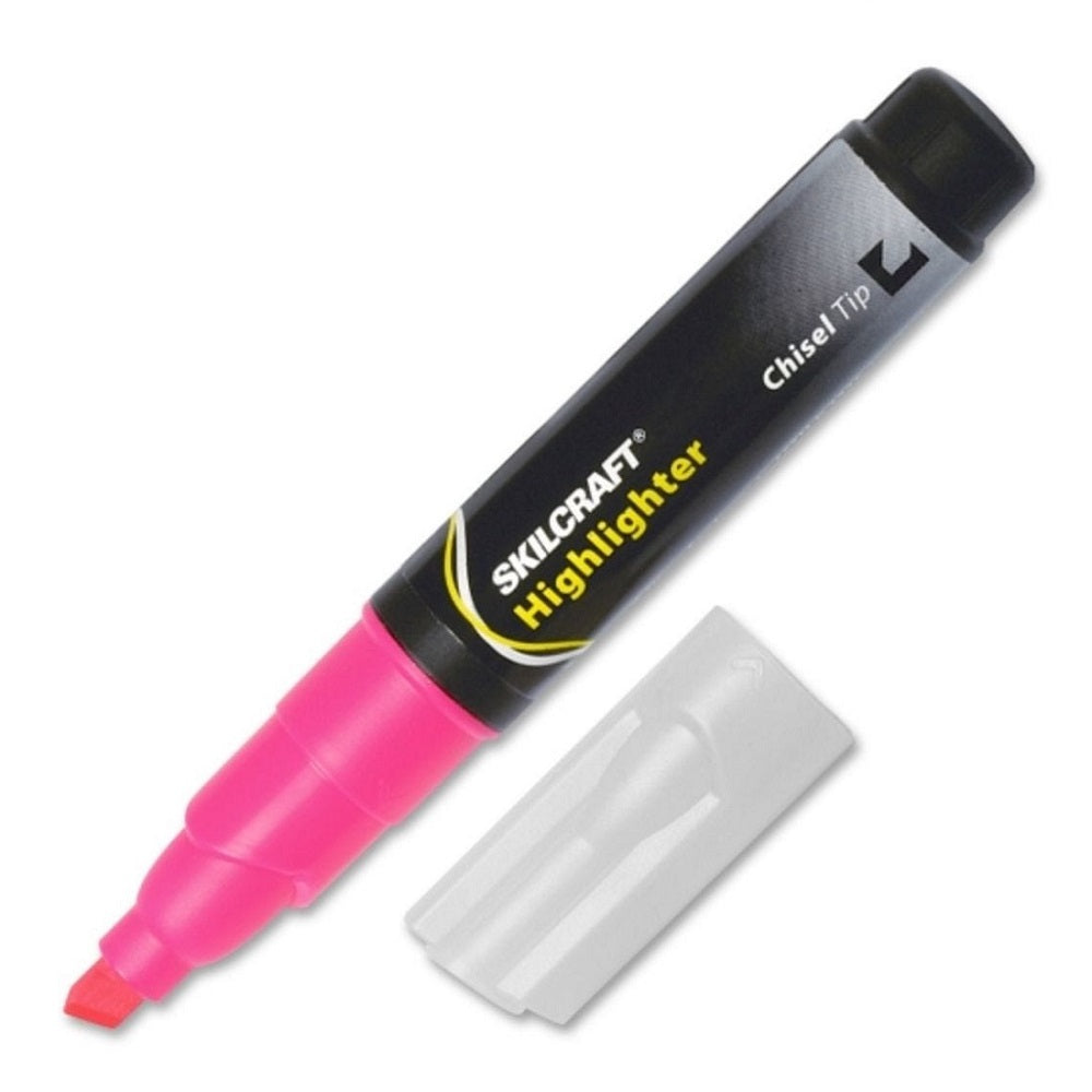 LARGE FLUORESCENT HIGHLIGHTER, CHISEL TIP, PINK BX