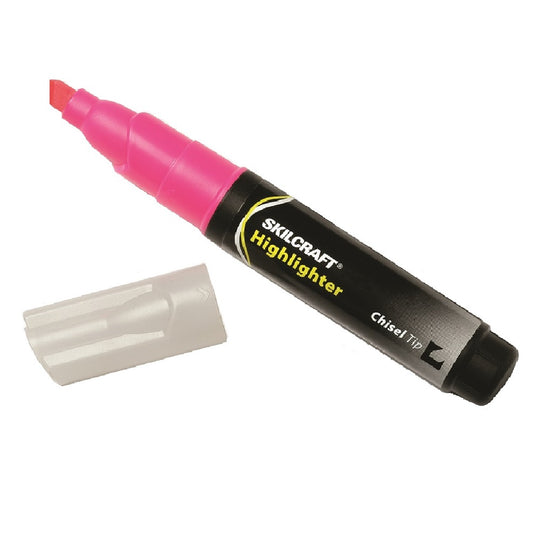 LARGE FLUORESCENT HIGHLIGHTER, CHISEL TIP, PINK BX