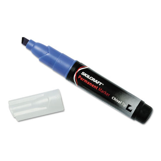 LARGE PERMANENT MARKER, BROAD CHISEL TIP, BLUE INK BX