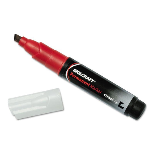 LARGE PERMANENT MARKER, BROAD CHISEL TIP, RED INK BX