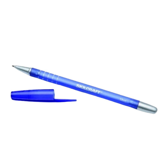 REFILLABLE STICK BALLPOINT PEN, RUBBERIZED, BLUE INK PK