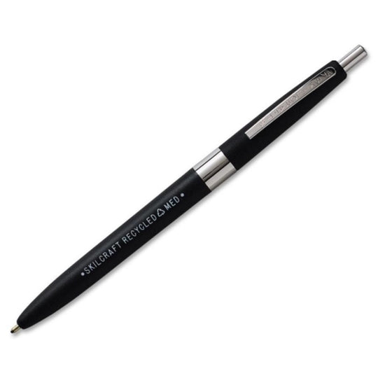 RECYCLED BALLPOINT RETRACTABLE PEN, MEDIUM, BLACK INK BX